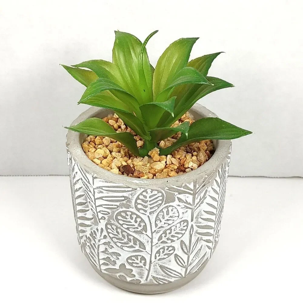 Old East Main Co Neutral Tranquility Artificial Succulent Potted Plant Pebbles
